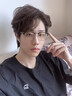 CAPONI纯钛近视眼镜理工男超轻半框变色防蓝光平光镜女斯文眉形可配度数 实拍图