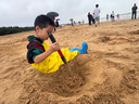 古伊萨儿童赶海服男女涉水服雨鞋雨靴连体下水裤防水涉水裤YX1050 34 实拍图