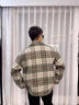 轩森图（XUANSENTU）条纹毛呢外套男春秋款小香风感痞帅潮牌宽松工装格子夹克秋季 蓝色 XL (180) （145斤至165斤可穿） 实拍图