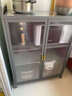 美亿莱家用厨房置物架多功能收纳柜对开餐边柜橱柜防尘落地陈列柜展示柜 灰色五层对开门长80宽35高141cm 实拍图