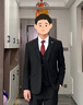 花花公子商务西服套装男西装男式西服正装工作职业装男装结婚新郎伴郎礼服 黑色两扣西服+西裤+衬衫+大礼包 L 实拍图