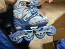 斯威（SWAY）溜冰鞋儿童男女童中小学专业轮滑鞋平花休闲滑冰旱冰鞋成人直排轮 【锁轮款】蓝+一体支架+头盔护具 S (适合3-7岁)日常鞋码27-32 实拍图