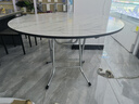 雷鑫智圆桌折叠桌餐桌家用饭桌方圆两用非实木简易吃饭桌子10人大圆桌 1.17米白理石色（不锈钢腿） 实拍图
