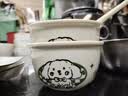 奶油修狗一人食餐具四件套高颜值釉下彩陶瓷泡面碗手柄碗饭碗勺筷 奶油旺（2碗2勺） 4件套 实拍图