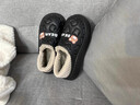 猫力防水棉拖鞋男士秋冬季新款包跟室内家居厚底毛绒保暖棉鞋男户外穿 黑色 42-43 适合41-42 实拍图