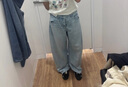 优衣库女装男装宽松廓形牛仔裤/弯刀镰刀裤子25秋冬新款479000 62 粉蓝色 25 /160/64A 实拍图
