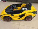 星辰皓兰博基尼儿童电动车四轮玩具可坐人小孩宝宝婴儿遥控汽车闪电SIAN 黄色四驱+遥控+摇摆+皮座+软轮 实拍图
