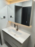 欧派浴室柜陶瓷一体盆奶油风洗脸盆柜卫生间洗漱台洗手盆柜组合卫浴柜 奶油白 智能镜柜款110cm 实拍图