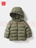 优衣库婴幼儿宝宝PUFFTECH空气棉服可机洗拉链连帽外套478427 56 橄榄色 110 实拍图