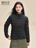 雪中飞短款轻薄立领羽绒服女款冬季新款休闲纯色百搭保暖外套 黑色 L (165) 95-110斤 实拍图
