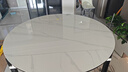 沐晨岩板餐桌实木可伸缩折叠圆餐桌椅组合现代简约小户型餐厅吃饭桌子 4轨道黑白色-雪山白岩板【皮椅】 1.50m一桌六椅 实拍图