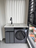 四季沐歌 太空铝洗衣机一体柜阳台伴侣卫生间洗手洗漱台盆带洗衣槽搓板 110CM(左盆)铁灰石-白盆 实拍图