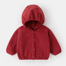 嘟嘟家宝宝连帽外套加厚韩版冬装小童纯色上衣时髦女儿童童装保暖冬季 红色 80 实拍图