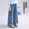 ASK JUNIOR女童裤子2025秋季直筒长裤儿童时尚牛仔裤 蓝色 140 实拍图