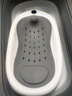 iuu婴儿洗澡盆 可折叠宝宝浴盆大号 洗澡神器躺托浴架新生儿童用品 【北欧灰】+可调节感温浴架 材质：FAD食品级材质检测认证 实拍图