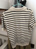 欧莎（OSA）条纹polo领针织衫短袖女高端夏季冰丝薄款休闲百搭显瘦上衣 杏色 M 实拍图