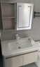 意洁利圆弧浴室柜组合陶瓷一体洗脸盆柜蜂窝太空铝洗漱台奶油风洗手盆柜 60单门双抽主柜+智能圆弧全封镜柜 奶咖色+白色多功能龙头 实拍图