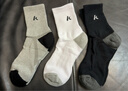 kawasaki川崎羽毛球袜跑步运动袜透气男款加厚毛巾底中袜3双装R142D黑白灰 实拍图