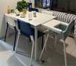 宜家（IKEA）帝奥多斯可堆叠白色餐桌椅凳子家用靠背现代简约塑料 蓝色 实拍图