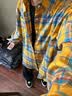 Homlean美式黄色格子衬衫男长袖慵懒叠穿格纹上衣情侣外套HL01黄色XL 实拍图