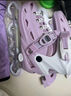 欧欧轮滑鞋儿童溜冰鞋男女童初学套装中小学滑轮滑冰旱冰鞋成人直排轮 紫-八轮全闪+头盔护具+铝合金支架 S (适合3-5岁)平时鞋码26-31 实拍图