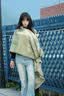 CYBER KITTEN韩系拼色玉兰花时尚仿羊绒围巾女秋冬季百搭气质围脖御寒保暖披肩 绿色 实拍图