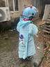 牧萌儿童雨衣带书包位男童女童女孩加长全身学生雨披 蓝色赛车 2XL 实拍图
