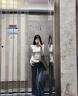娇茹妮2025设计感小众V领长袖T恤女春秋内搭短款打底衫美式辣妹修身上衣 杏色 M 实拍图