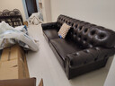 京鹊【评价2万+】美式沙发真皮法式复古沙发客厅四人位直排大巴顿沙发 三人位【2.15米】 尊享版+进口牛皮+实木框架+5公乳胶【全真皮】 实拍图