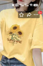 珞妮短袖t恤女夏季女装新款韩版宽松百搭休闲半袖显瘦体恤衫打底上衣 黄【晒娃娃】+粉【夏之味】 L 建议100-115斤 实拍图