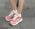 图瓦西厚底阿甘鞋女2025春秋季新款炸街复古做旧粉红色运动老爹德训鞋潮 粉色 单层 39 (245mm) 实拍图