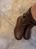 百丽踏真皮中筒靴女马丁靴2025年秋冬季新款中跟瘦瘦靴加绒 深棕色 单里 37 实拍图
