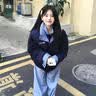 马克华菲假两件格子拼接羽绒棉服男女冬季新款加厚棉衣外套 藏青色 L 实拍图