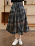 丝柏舍格子半身裙2026春装新款女装口袋松紧高腰中长款A字裙 实拍图