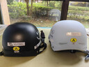 绿源（Luyuan）电动车头盔电瓶车3c认证摩托车头盔女男通用四季盔半盔防晒安全帽 冰川蓝-大眼精灵-透明长镜 【带可拆护耳】 实拍图