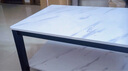 修乐（XIULE）茶几客厅家用茶桌钢化玻璃茶台仿岩板大理石茶几轻奢感小桌子 【加粗钢架】白纹理+黑架120cm 实拍图