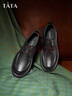 他她Tata软底商务休闲皮鞋黑色英伦增高真皮爸爸鞋男VVK01CM4黑色 42 实拍图