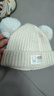 必好妆诗 婴儿帽子秋冬季护耳3-6-12个月加绒厚毛线新生针织男女宝宝胎帽 米白色【棉布内里】头围38-46cm 宝宝帽子 实拍图
