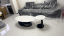 意式极简岩板椭圆形茶几客厅家用小户型轻奢现代简约高级感组合 组合款黑柜鱼肚白130*70+边几50 实拍图