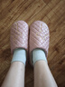 洁丽雅 防水棉拖鞋女冬季室内家居防滑情侣居保暖外穿皮拖鞋男冬天棉鞋 粉色 38-39 (适合37-38码) 实拍图