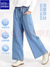 唐狮女童薄款牛仔裤春季天丝直筒裤儿童裤子舒适软牛仔 浅蓝 150 实拍图