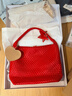 ECODAY编织托特包通勤包包女包大容量单肩手提包情人节生日礼物送女朋友 红色(大号) 实拍图