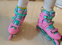 米高轮滑鞋S3儿童花样溜冰鞋套装高端平花四码调节直排初学花式旱冰鞋 粉色鞋 L (37-40) 实拍图
