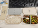 昌木子（CAMUZ）竹纤维饭盒 日式双层便当盒 可微波炉加热 密封上班族 白色套装 实拍图