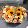 琐拉鲜花速递向日葵玫瑰混搭花束花篮生日礼物全国同城配送 香槟向日葵混搭手提花篮 实拍图