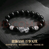 中国黄金招财貔貅足银手链男士转运珠黑曜石手串男生生日礼物男友老公 足银貔貅手串-黑曜石12mm 实拍图