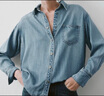 UR2025秋季新款女装丹宁回潮复古休闲长袖牛仔衬衫UWM850212 浅蓝 (偏宽松) M 实拍图