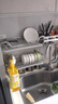 DELWINS 壁挂式碗架沥水架304不锈钢单层碗碟架免打孔厨房收纳置物上墙 【一个】 饭碗架 K-8812 实拍图