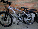 兰令 山地自行车成年人男女变速油碟刹减震前叉越野骑行代步赛车 27速-石英白【铝架+线碟+减震前叉】 26英寸(160-180cm身高) 实拍图