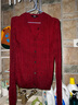 优衣库女装纽花圆领针织开衫/毛衣外套空调衫通勤秋冬新款481477 16 红色 S 实拍图